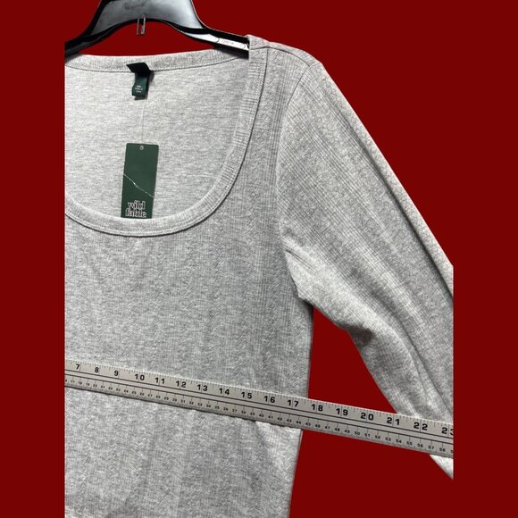 Wild Fable - Women's Long Sleeve Pointelle T-Shirt - Gray - XXL - Picture 4 of 13